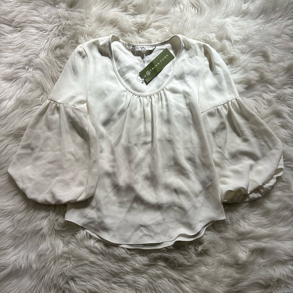 Trina Turk Balloon Puff Sleeves Top White Small